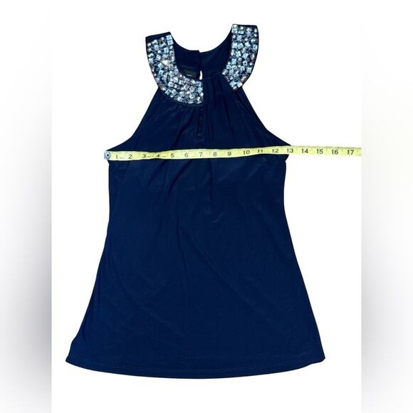 INC Y2K Small tank top Blue liberty star halter top rhinestone evening stretch - Picture 6 of 7